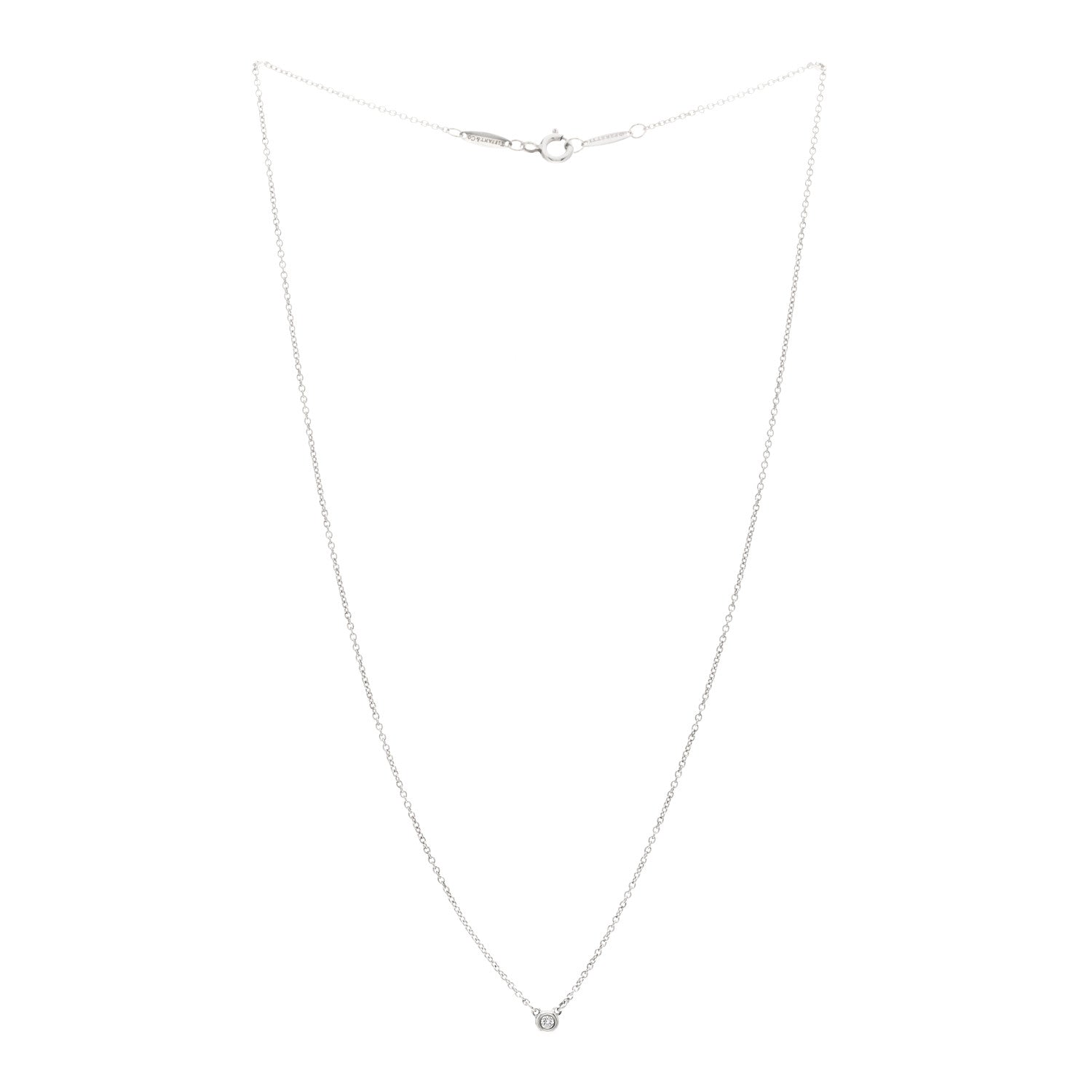 Tiffany Sterling Silver Diamond .05ct Elsa Peretti Diamonds by the Yard Pendant Necklace 2 of 3