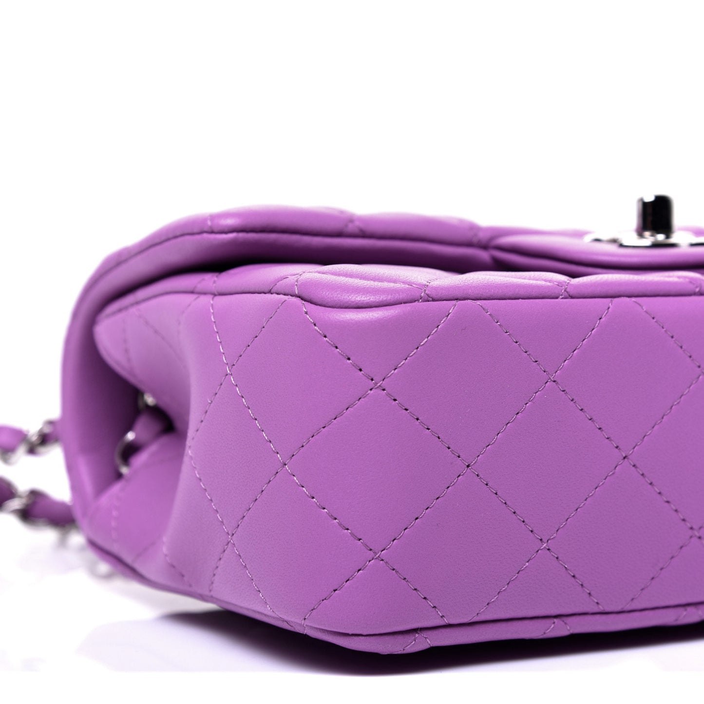 Lambskin Quilted Mini Rectangular Flap Purple