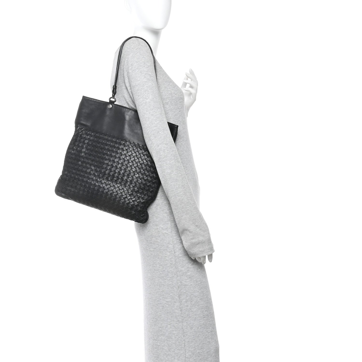 Bottega Veneta Nappa Intrecciato Flat Shoulder Bag Black 2 of 15
