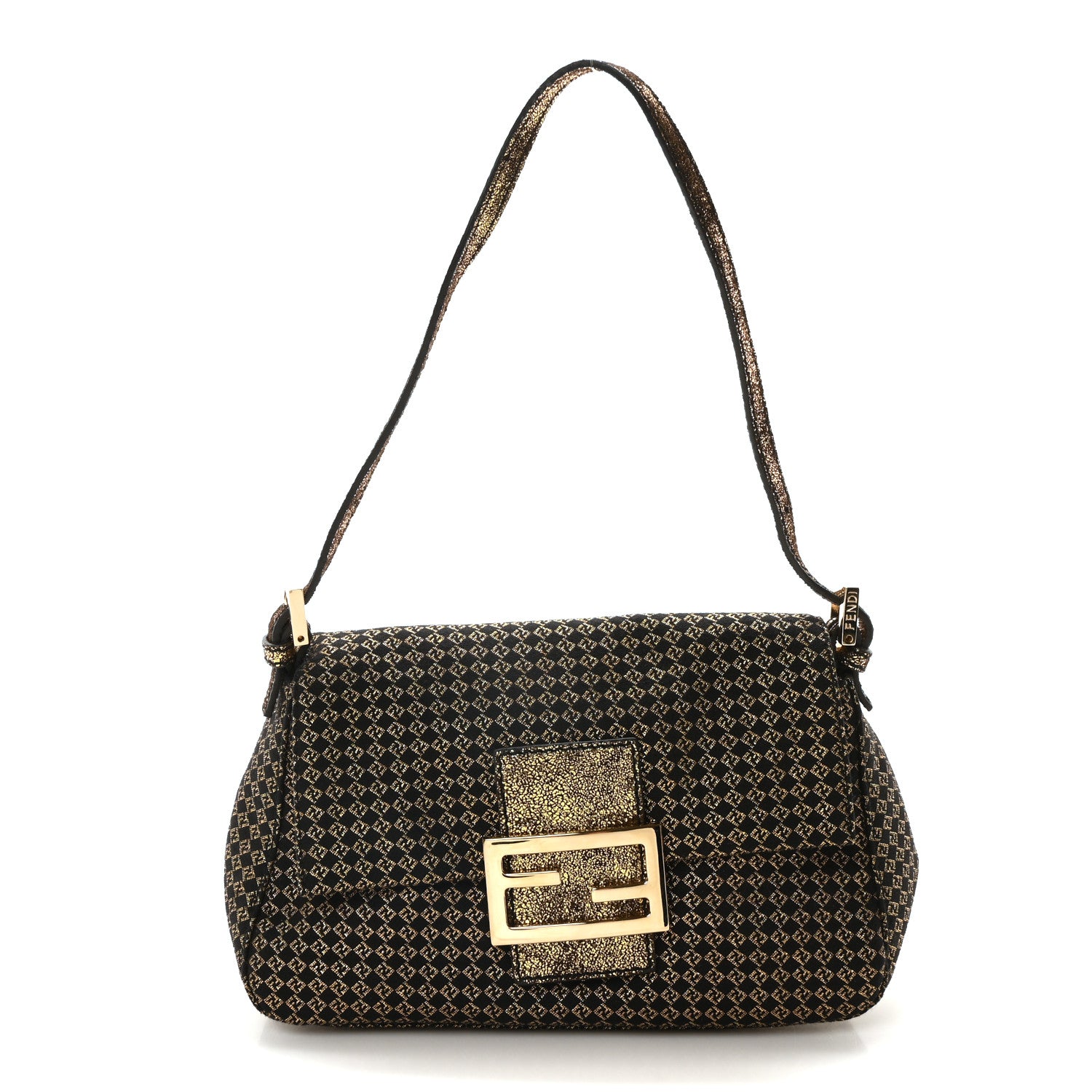 Fendi Micro Zucchino Forever Mini Mama Baguette Black Gold 1 of 10