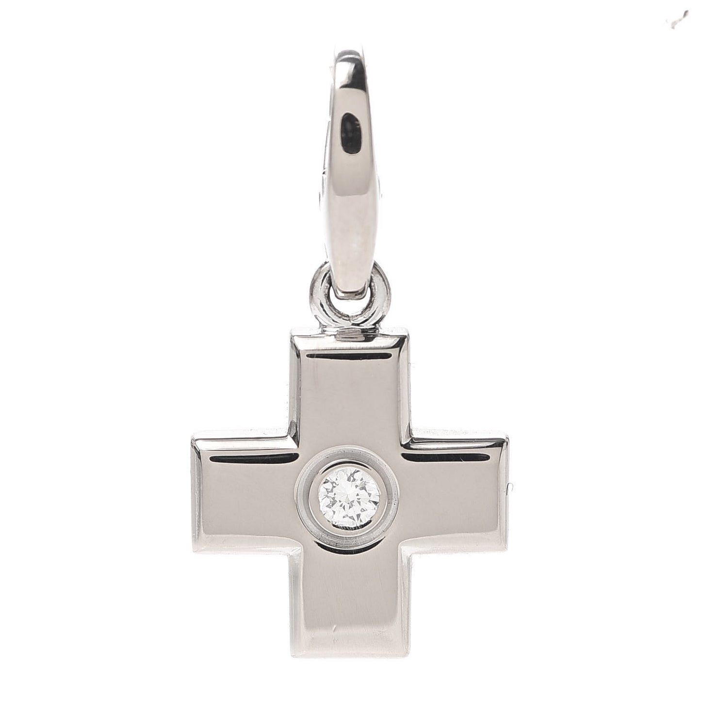 18K White Gold Diamond Cross Charm