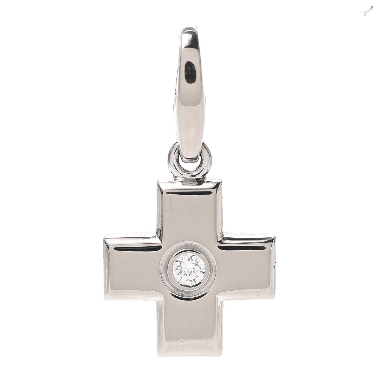 Cartier 18K White Gold Diamond Cross Charm 1 of 3