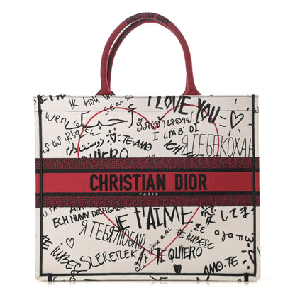 Christian Dior Canvas Embroidered Dioramour Graffiti Book Tote Latte Multicolor 1 of 11