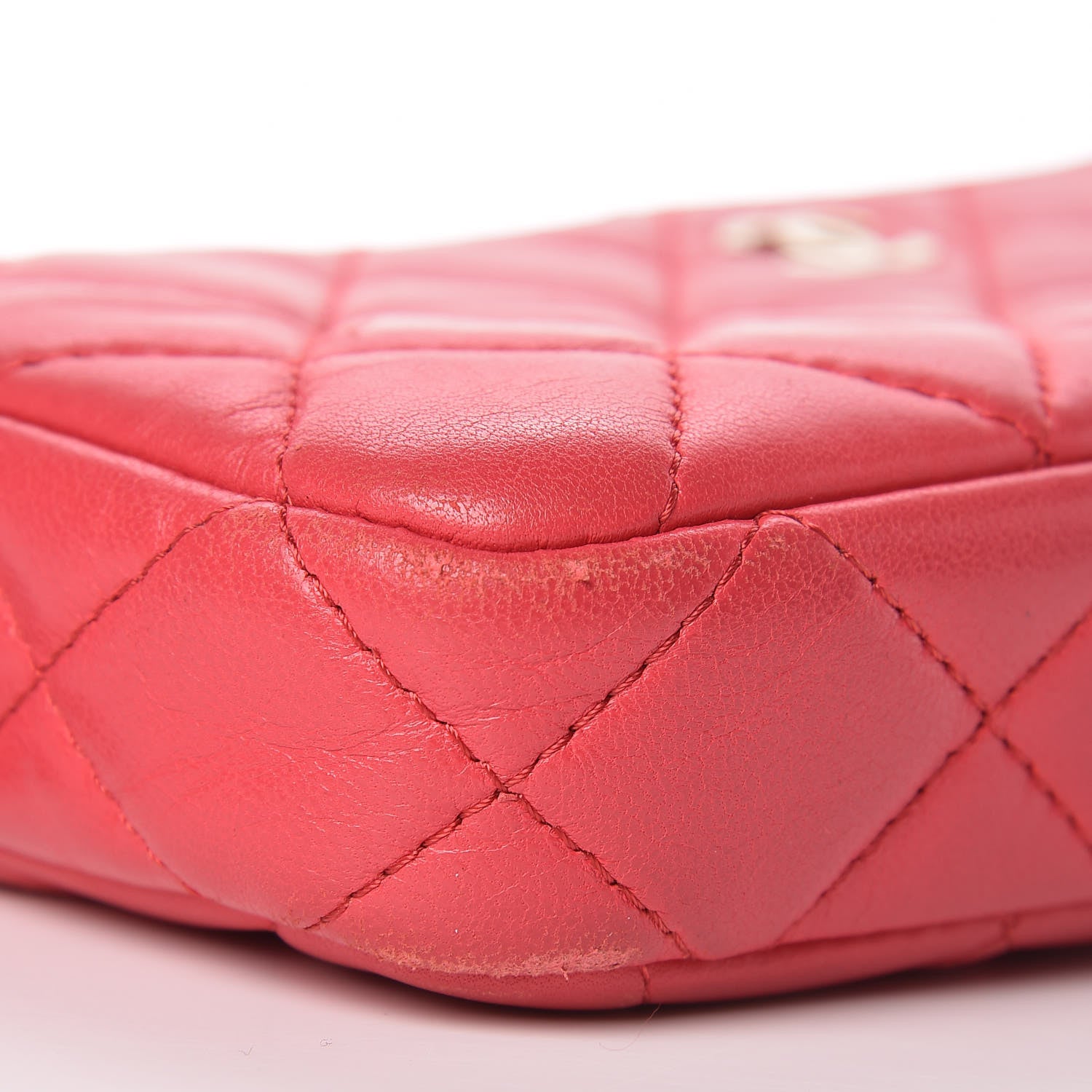 Chanel Lambskin Quilted Small Clutch With Chain Dark Pink 9 of 11
