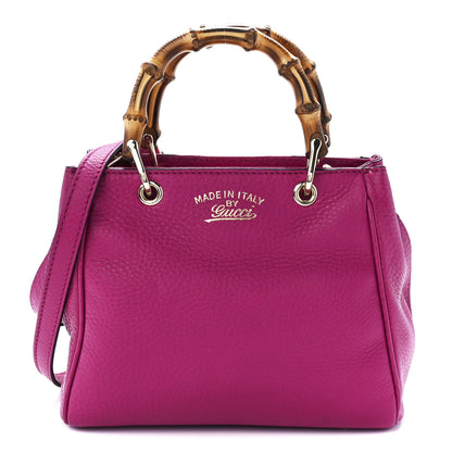 Gucci Pebbled Calfskin Mini Bamboo Shopper Tote Bright Bougainvillea 1 of 13