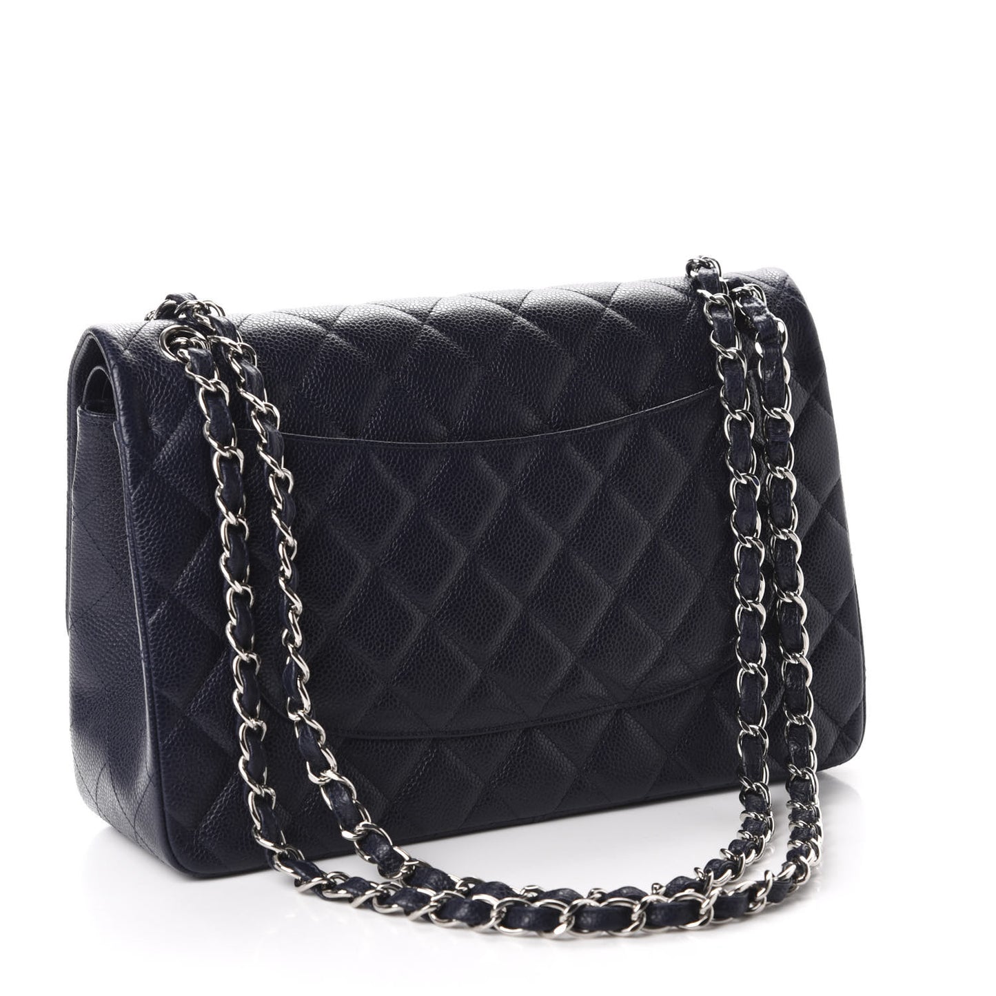 Caviar Quilted Jumbo Double Flap Navy