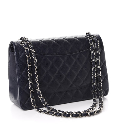 Chanel Caviar Quilted Jumbo Double Flap Navy 3 of 11