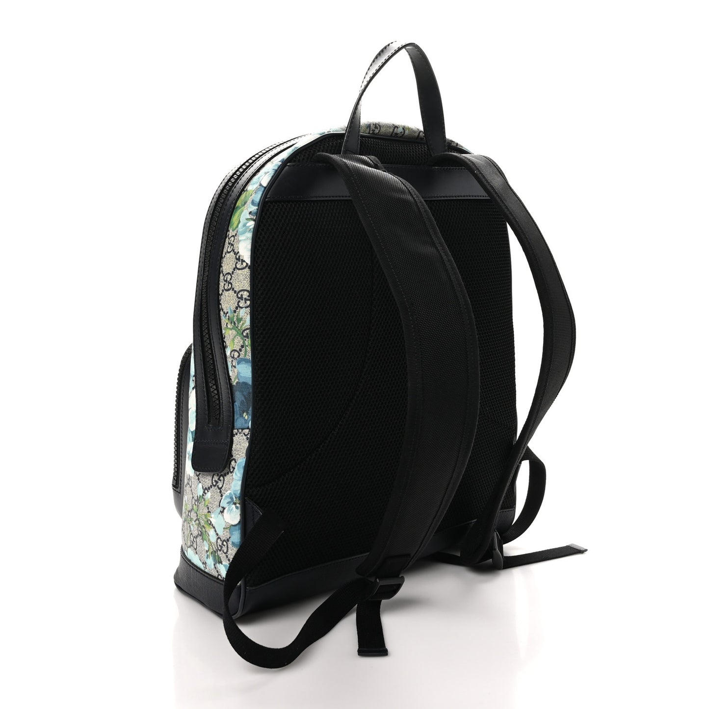 GG Supreme Monogram Blooms Medium Day Backpack Beige Blue Navy
