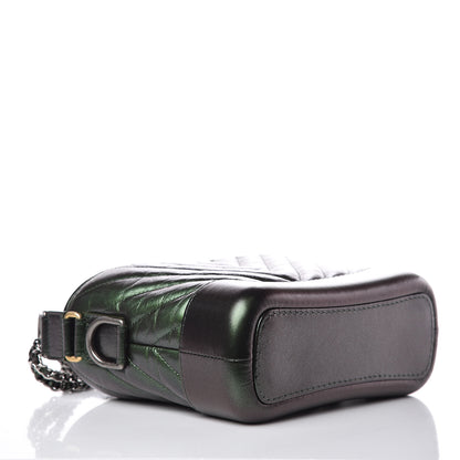 Chanel Metallic Calfskin Chevron Quilted Small Gabrielle Hobo Green 4 of 12