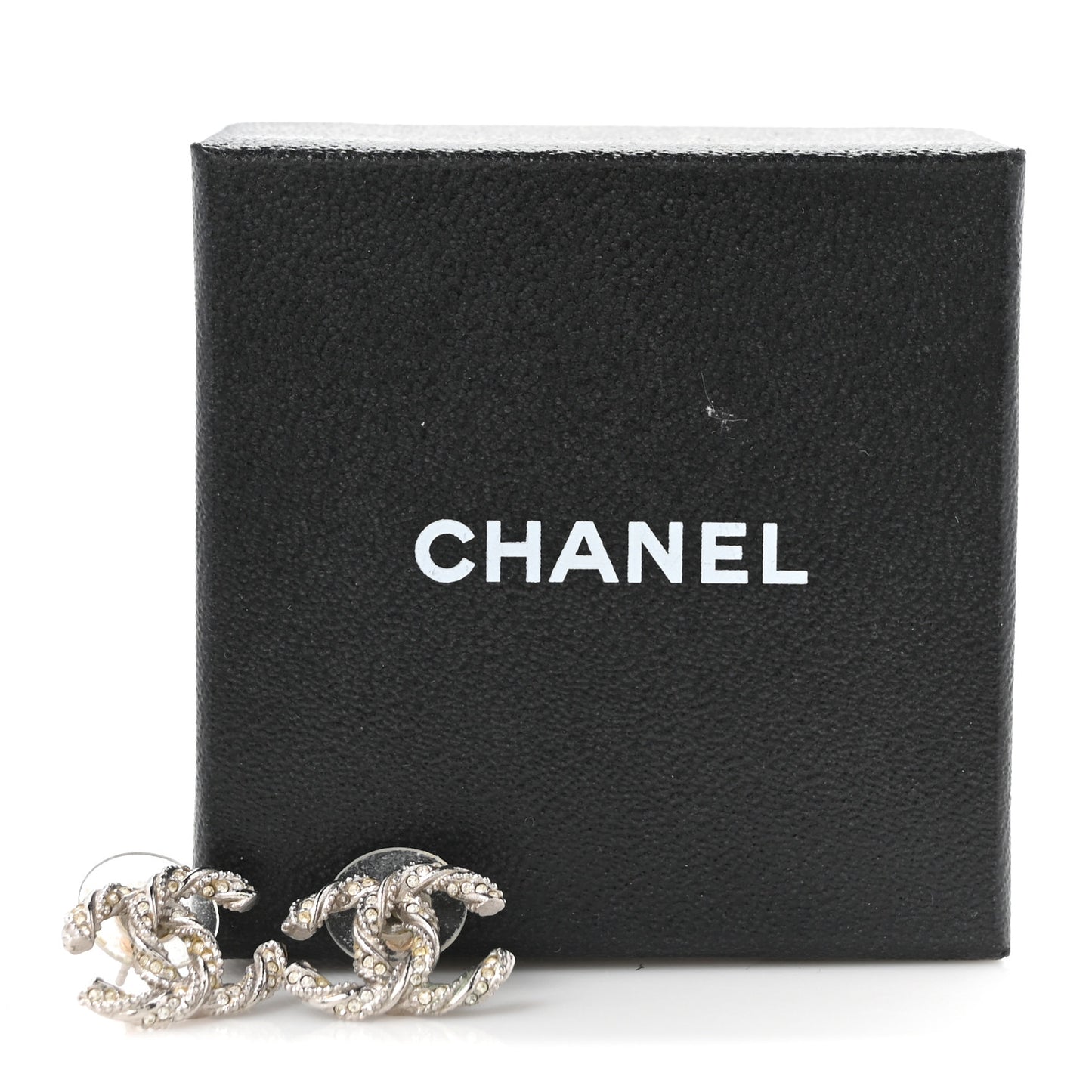 Crystal Twisted CC Earrings Silver