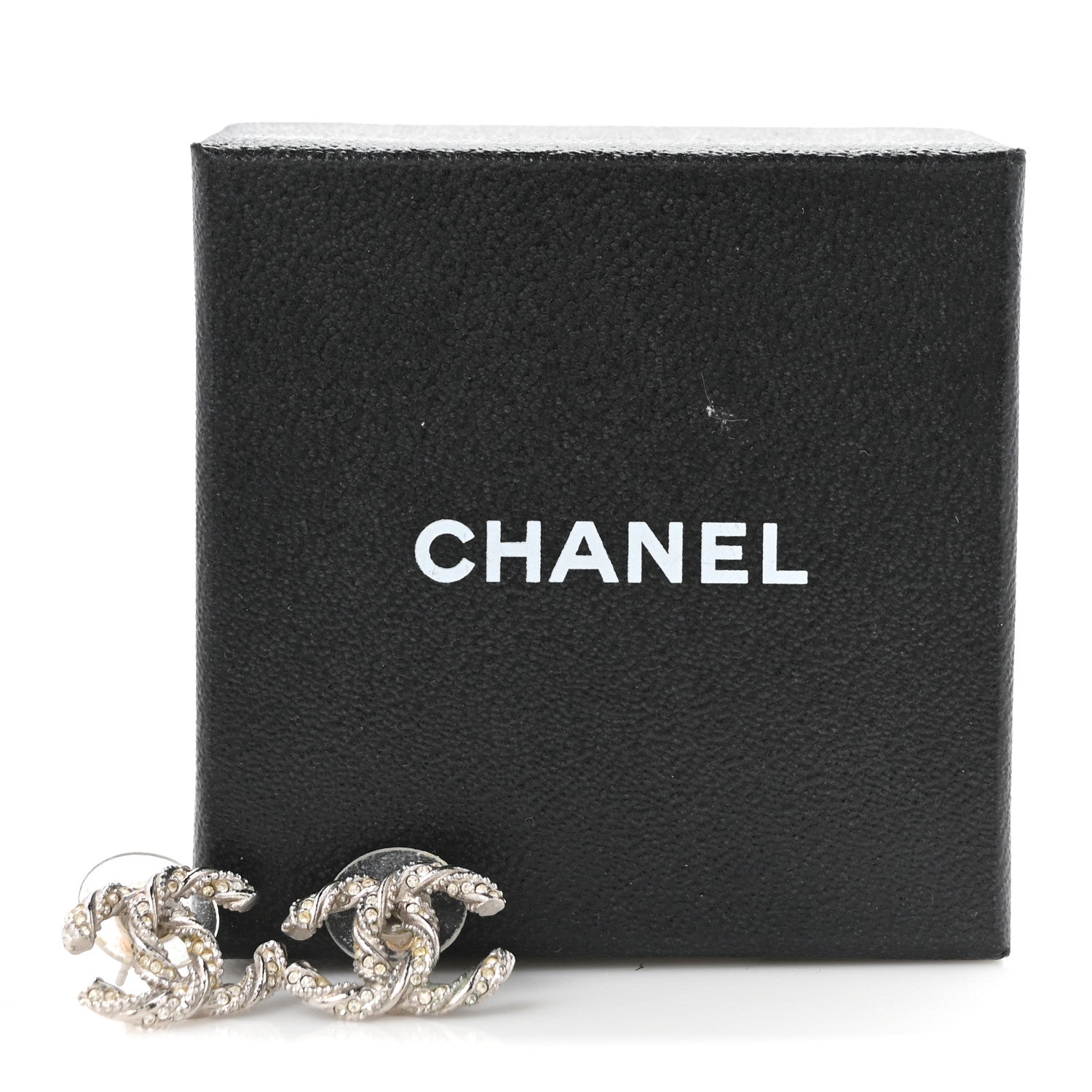 Chanel Crystal Twisted CC Earrings Silver 5 of 5