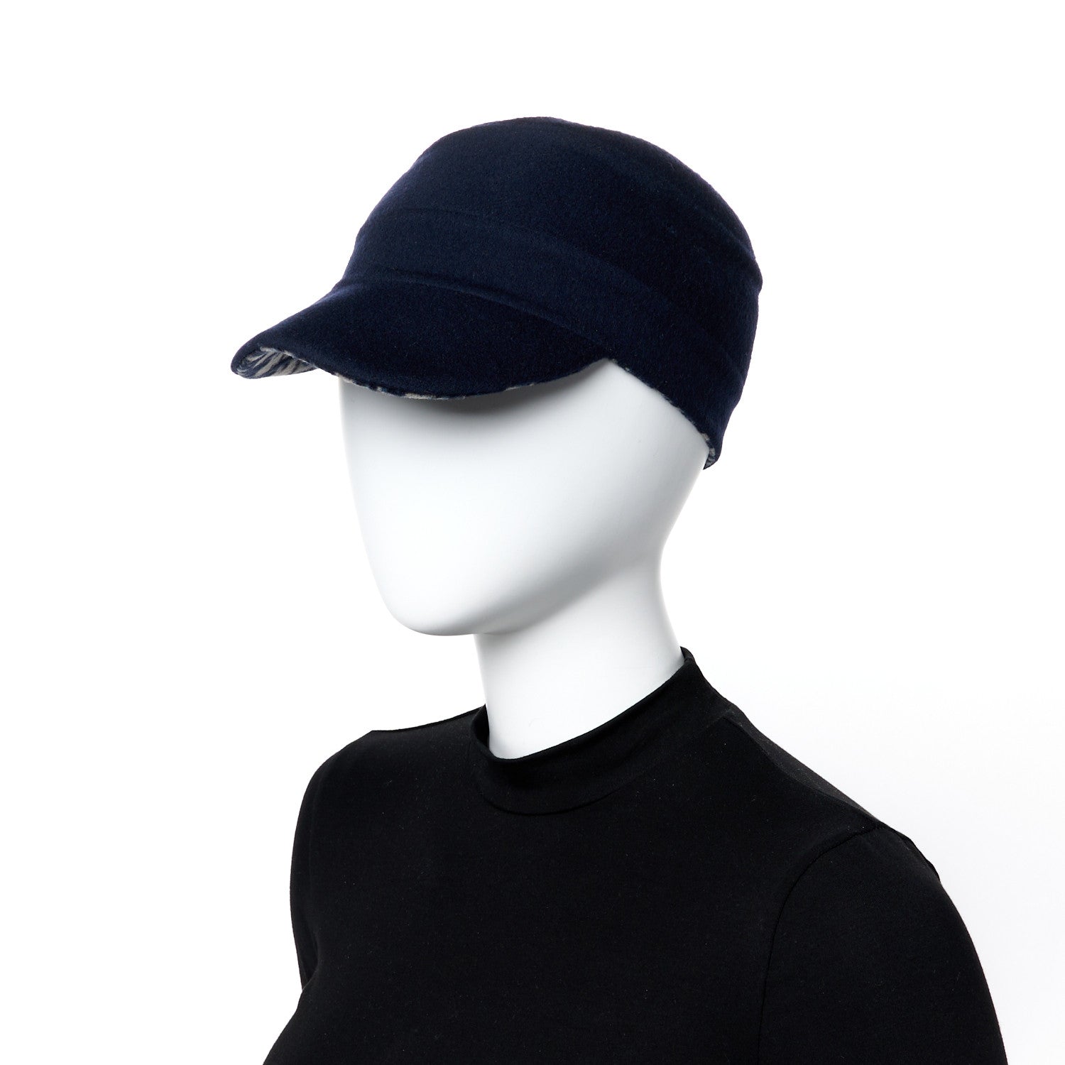 Christian Dior Wool Oblique Reversible Chic Military Cap 57 Blue 3 of 17