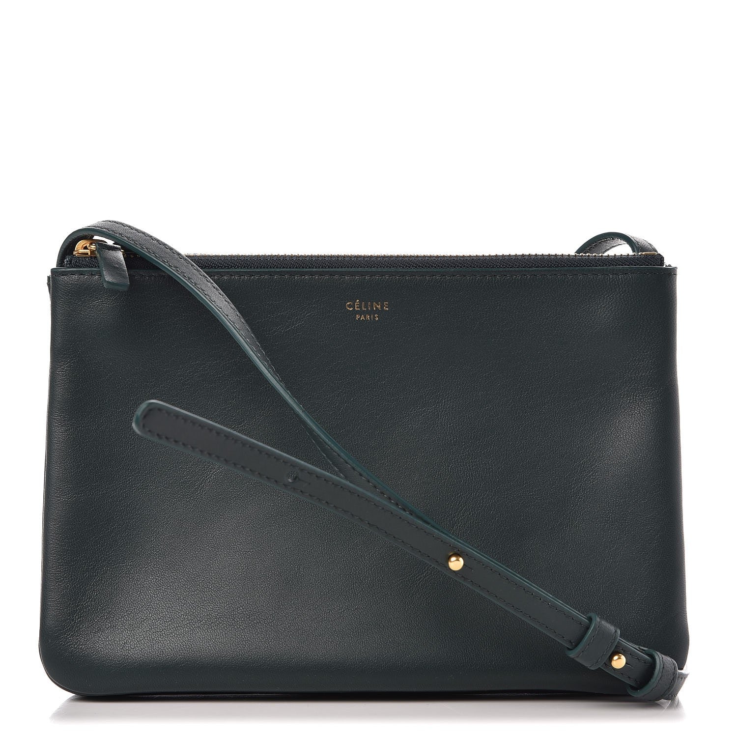 Celine Lambskin Small Trio Crossbody Bag Dark Green 1 of 10