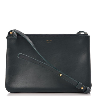 Celine Lambskin Small Trio Crossbody Bag Dark Green 1 of 10