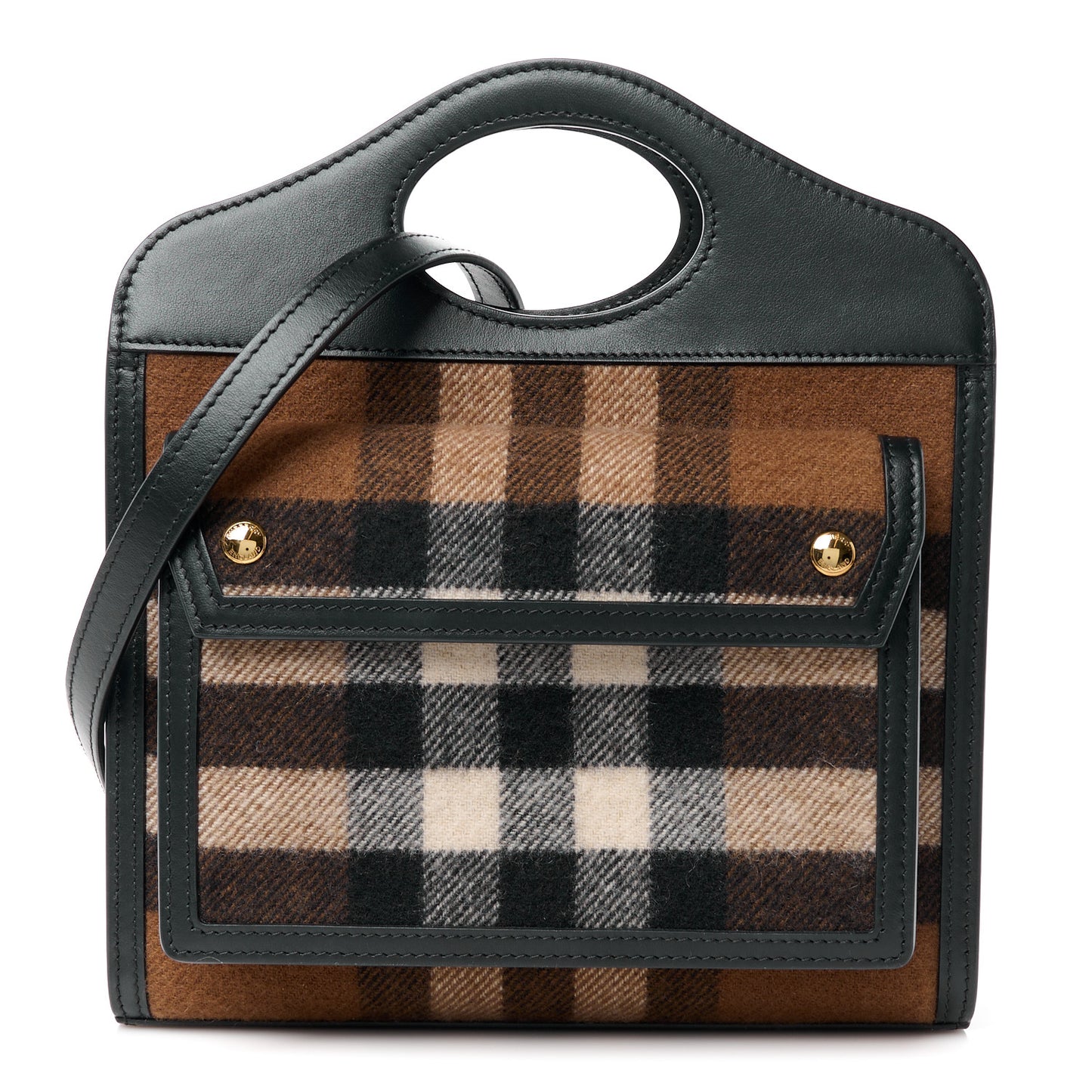 Smooth Calfskin Cashmere Check Mini Pocket Bag Brown