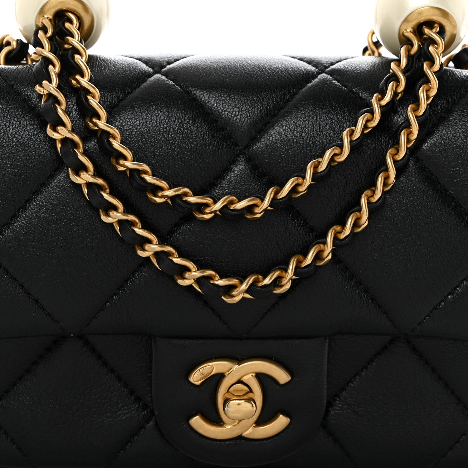 Chanel Lambskin Pearl Quilted Mini Flap Black 8 of 10