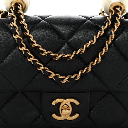 Chanel Lambskin Pearl Quilted Mini Flap Black 8 of 10