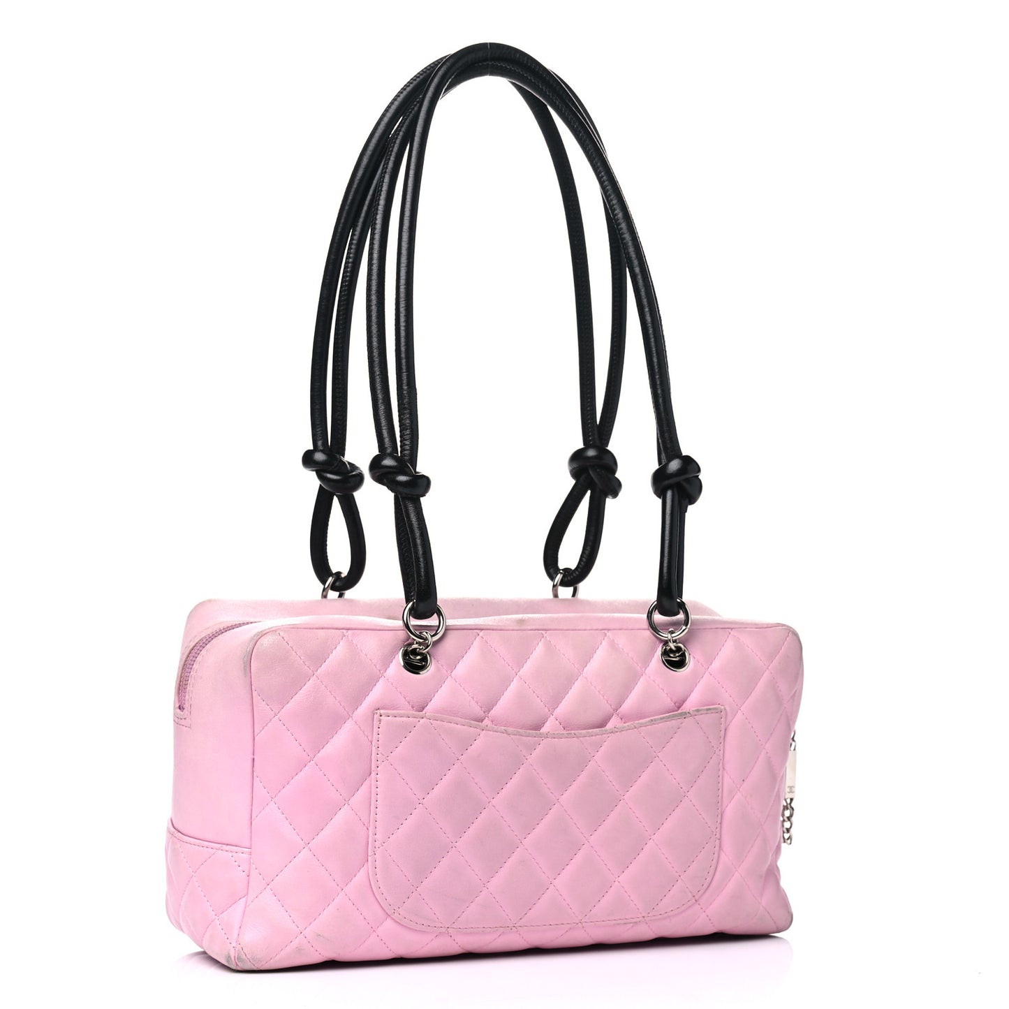 Calfskin Quilted Large Cambon Bowler Pink Black