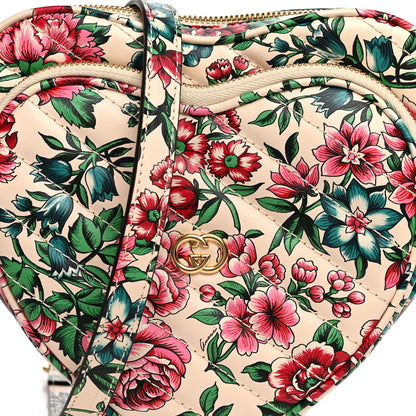 Gucci Calfskin Brit Roses Print Matelasse Diagonal Mini Interlocking G Heart Shoulder Bag Multicolor 10 of 13