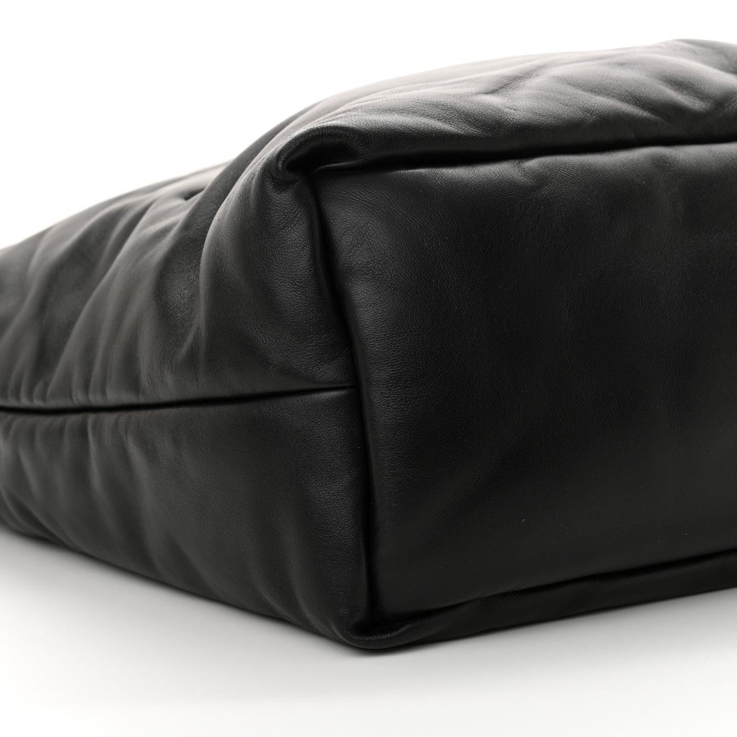 Lambskin Wide Puffer Tote Black