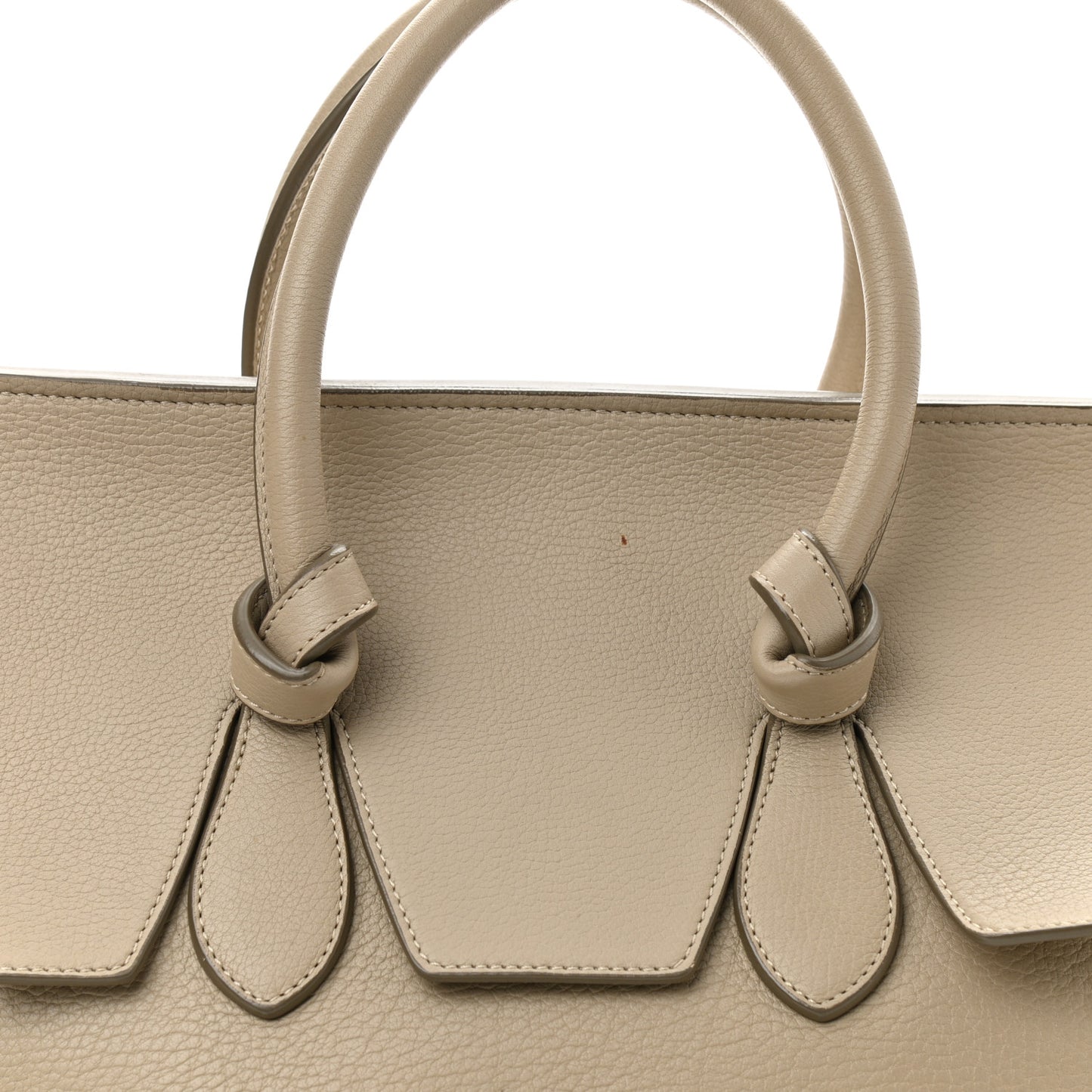 Crisped Calfskin Tie Knot Tote Light Taupe