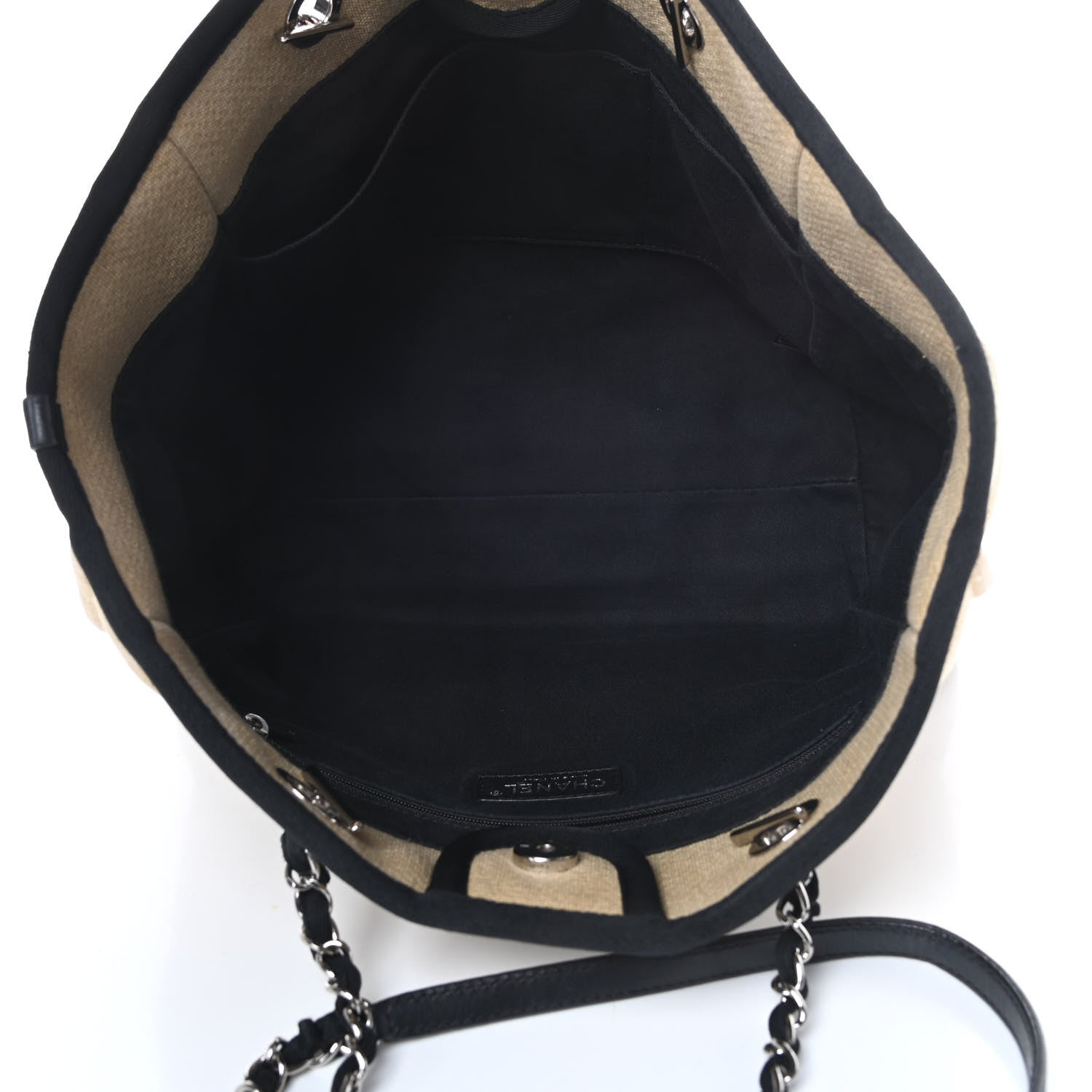 Chanel Canvas Small Deauville Tote Beige Black 5 of 15