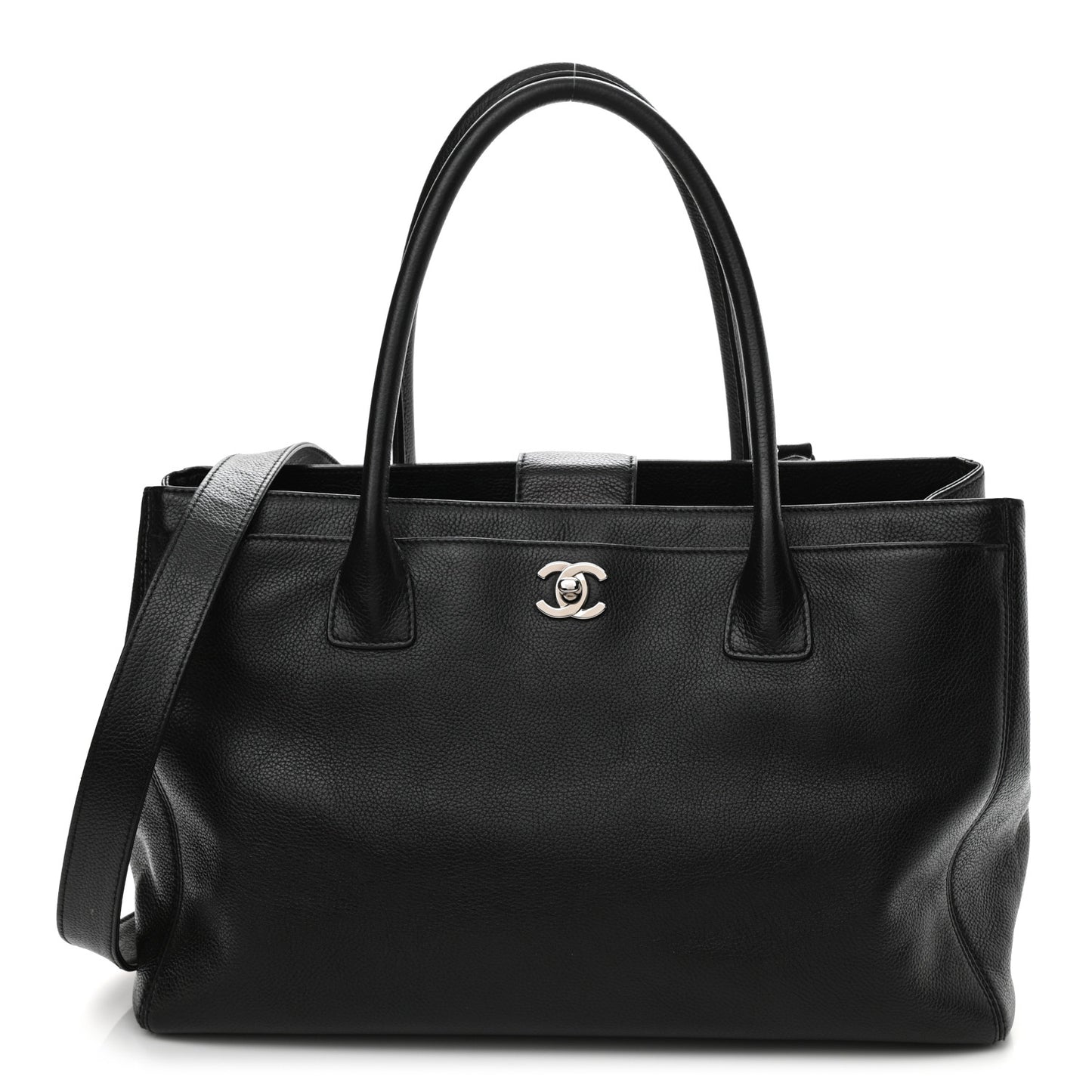 Calfskin Cerf Executive Shopper Tote Black