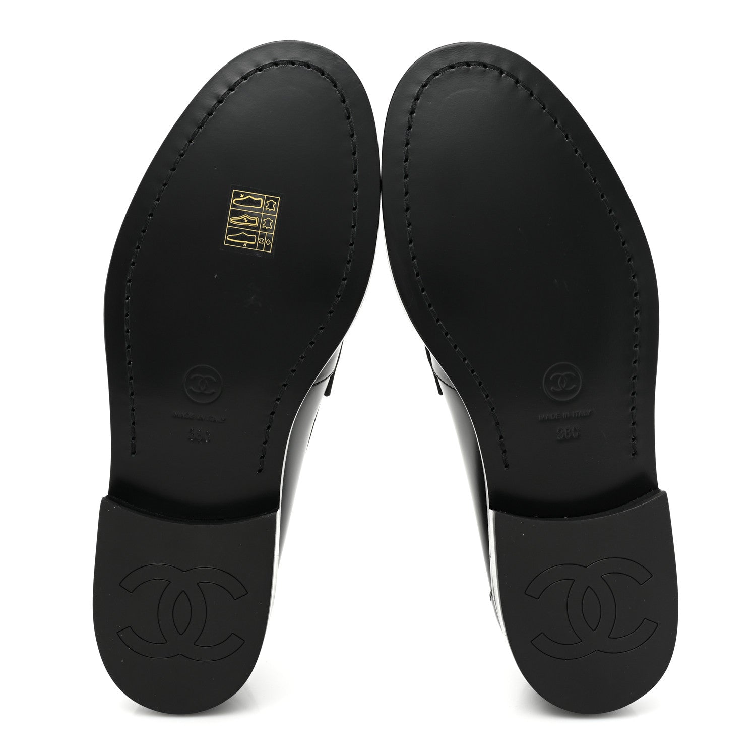 Chanel Shiny Calfskin CC Loafers Black White 38 Black White 5 of 11