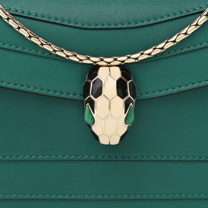 Bulgari Calfskin Serpenti Forever Flap Clutch Emerald Green 6 of 9