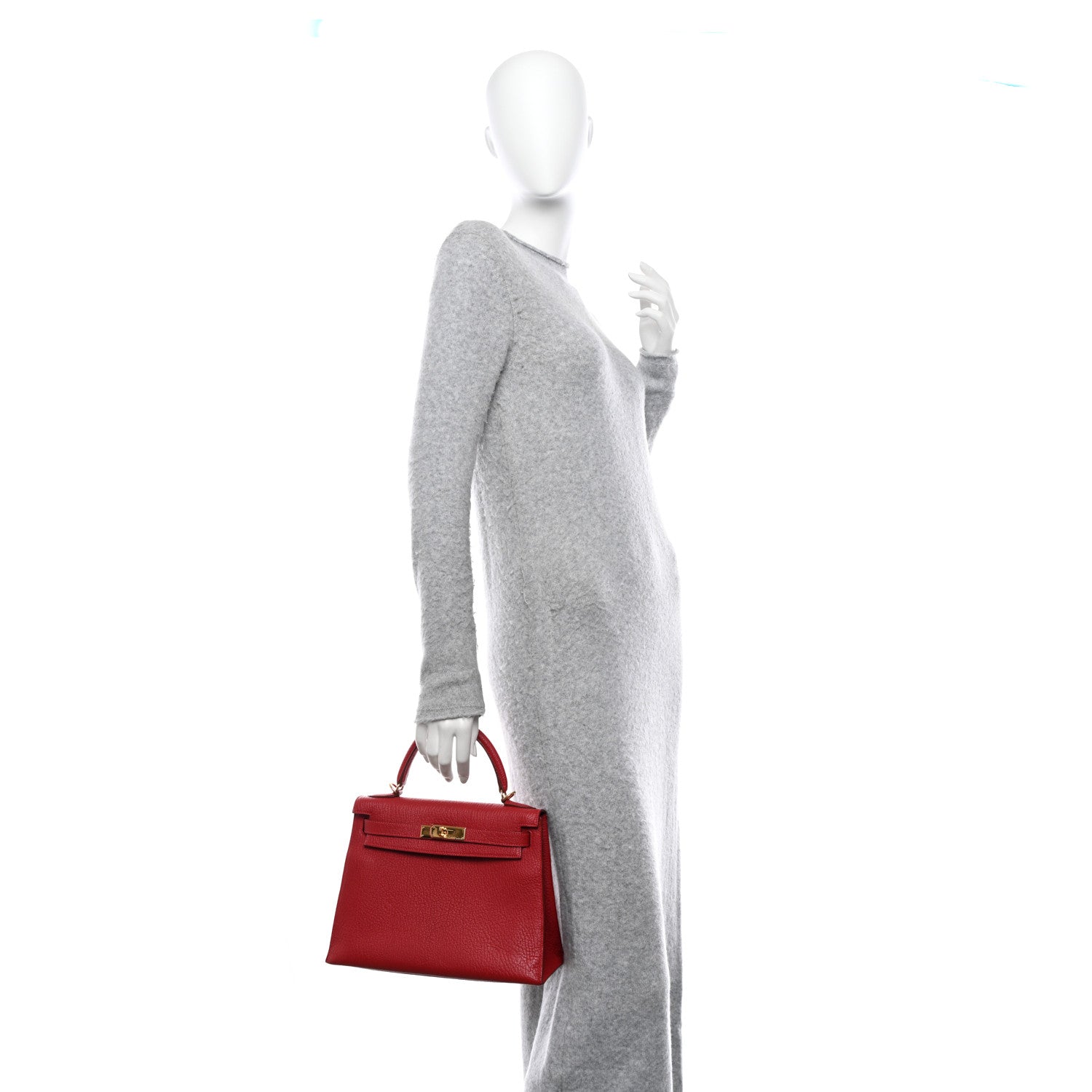 Hermes Chevre Mysore Kelly Sellier 28 Rouge Vif 2 of 11