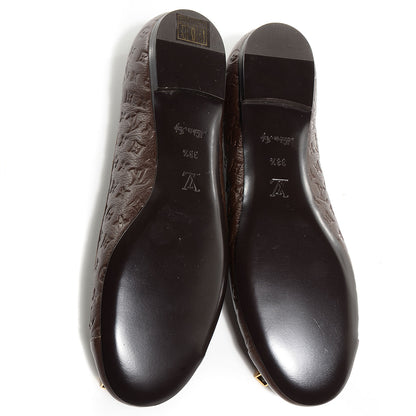 Louis Vuitton Calfskin Embossed Monogram Debbie Ballerina Flats 38.5 Brown 5 of 7