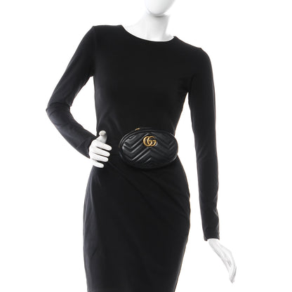 Gucci Calfskin Matelasse GG Marmont Belt Bag 75 30 Black 2 of 8