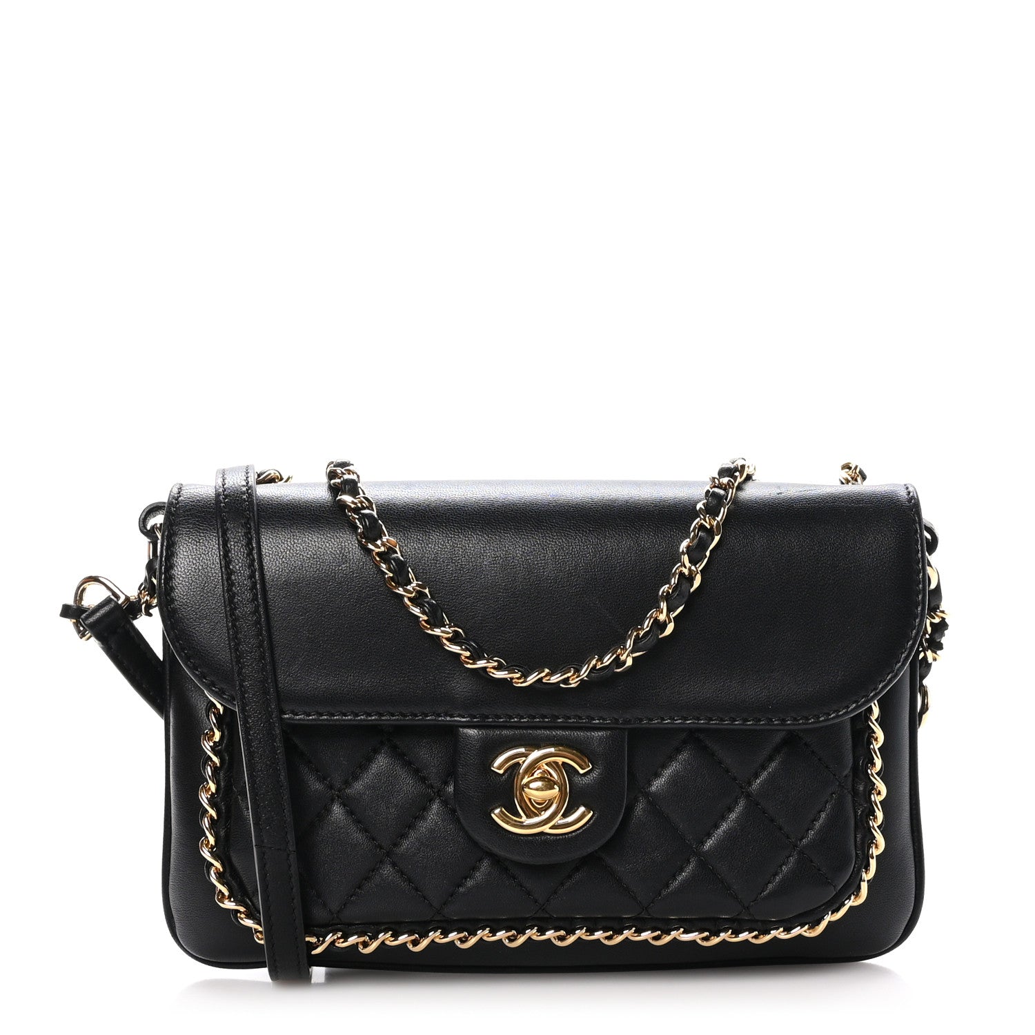 Chanel Lambskin Quilted CC Unchained Crossbody Black 1 of 13