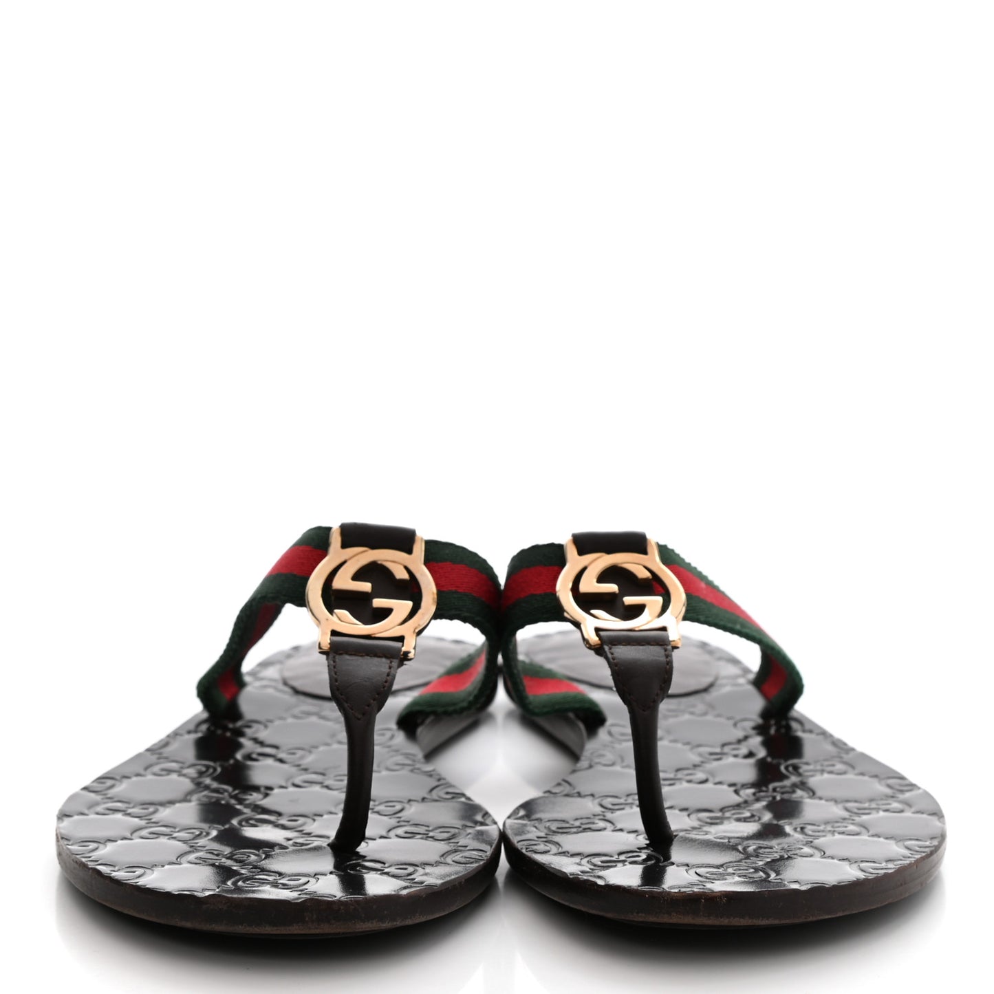 Nylon Guccissima Web Womens Thong Sandals 35 Green Red Black