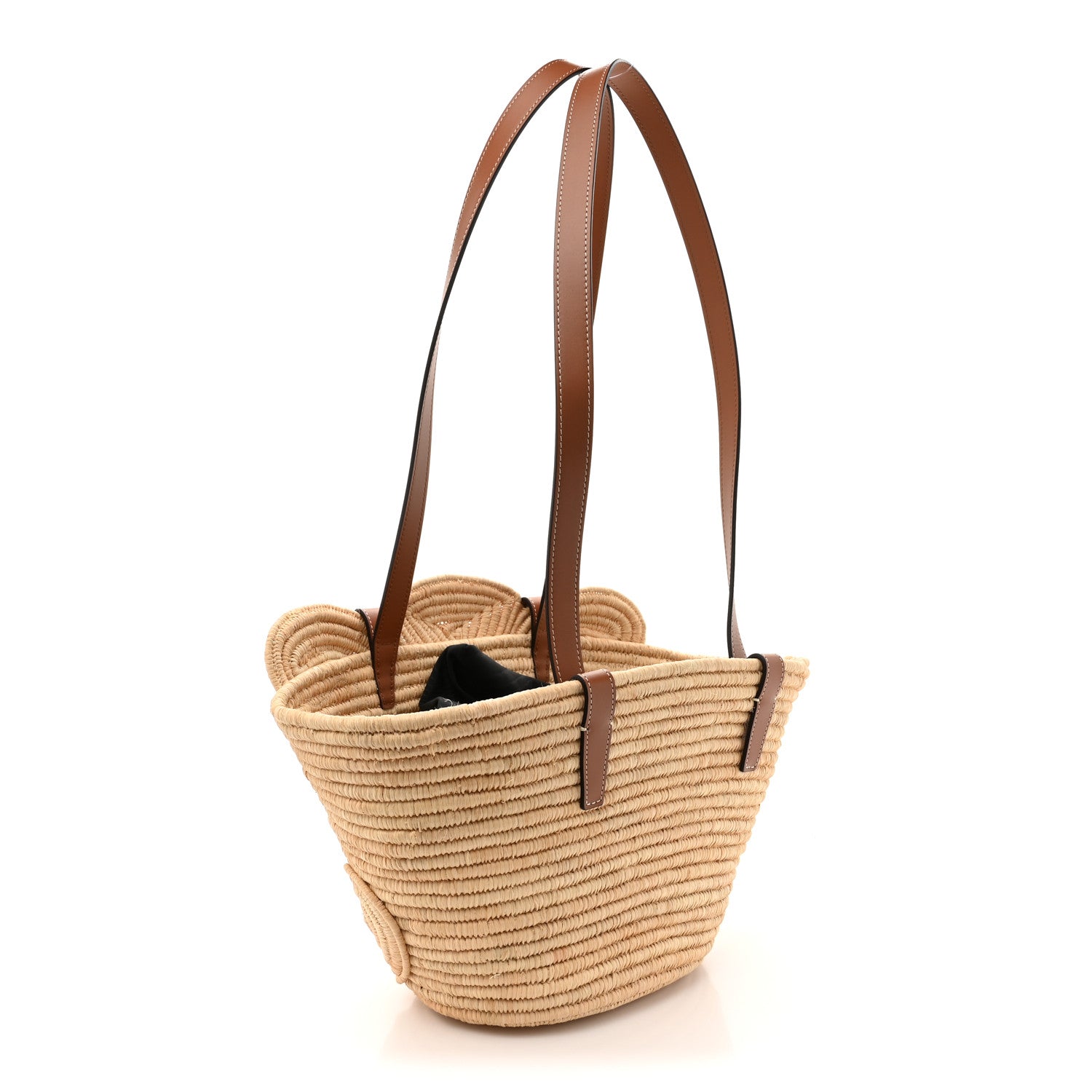Celine Braided Raffia Calfskin Triomphe Small Panier Tan 3 of 9