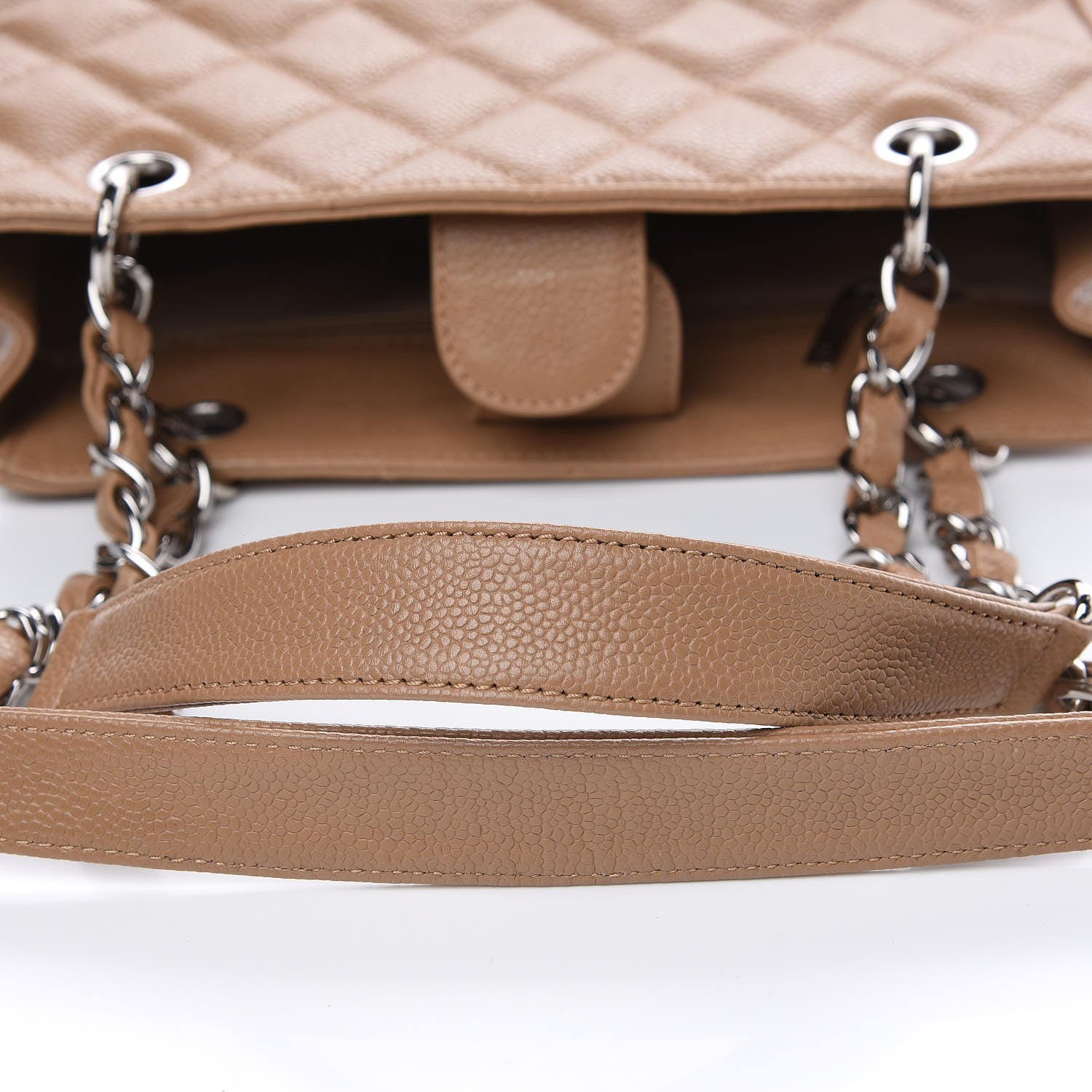 Chanel Caviar Quilted Petit Shopping Tote PST Dark Beige 10 of 12
