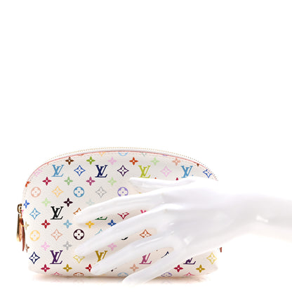 Louis Vuitton Monogram Multicolor Cosmetic Pouch White Litchi 2 of 9