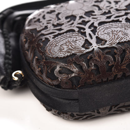 Bottega Veneta Satin Calfskin Floral Lace Tassel Knot Clutch Brown 7 of 8