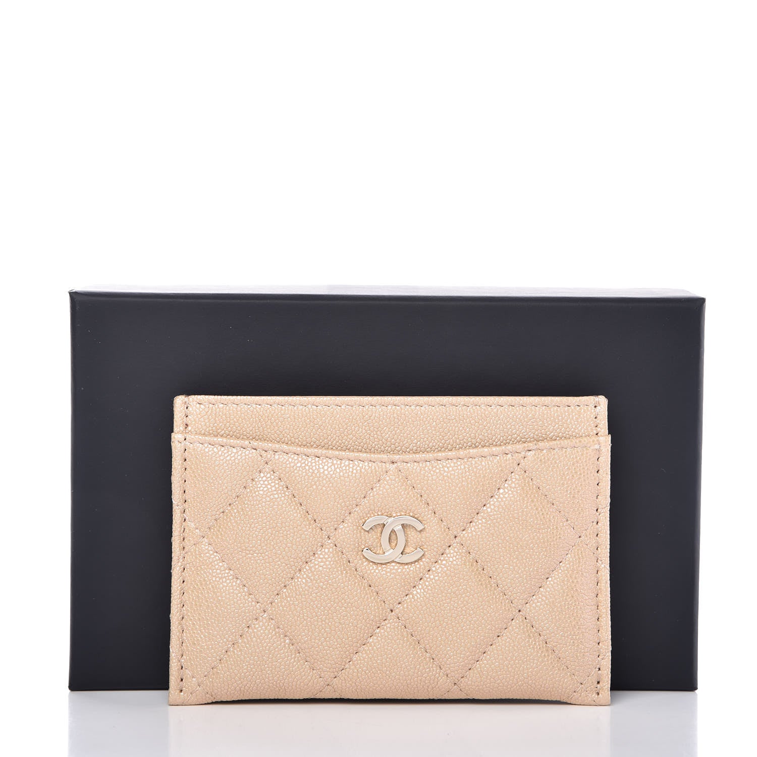 Chanel Iridescent Caviar Quilted Card Holder Beige 9 of 9