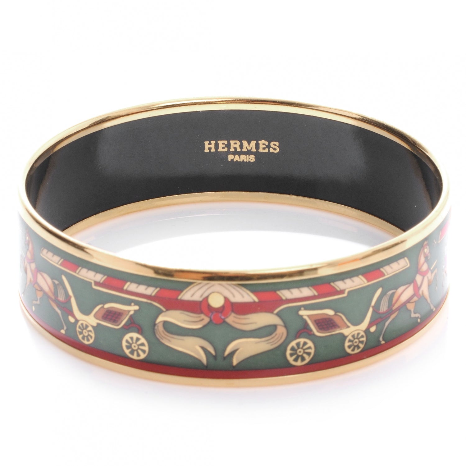 Hermes Enamel Printed Chariots Wide Bracelet 65 5 of 6