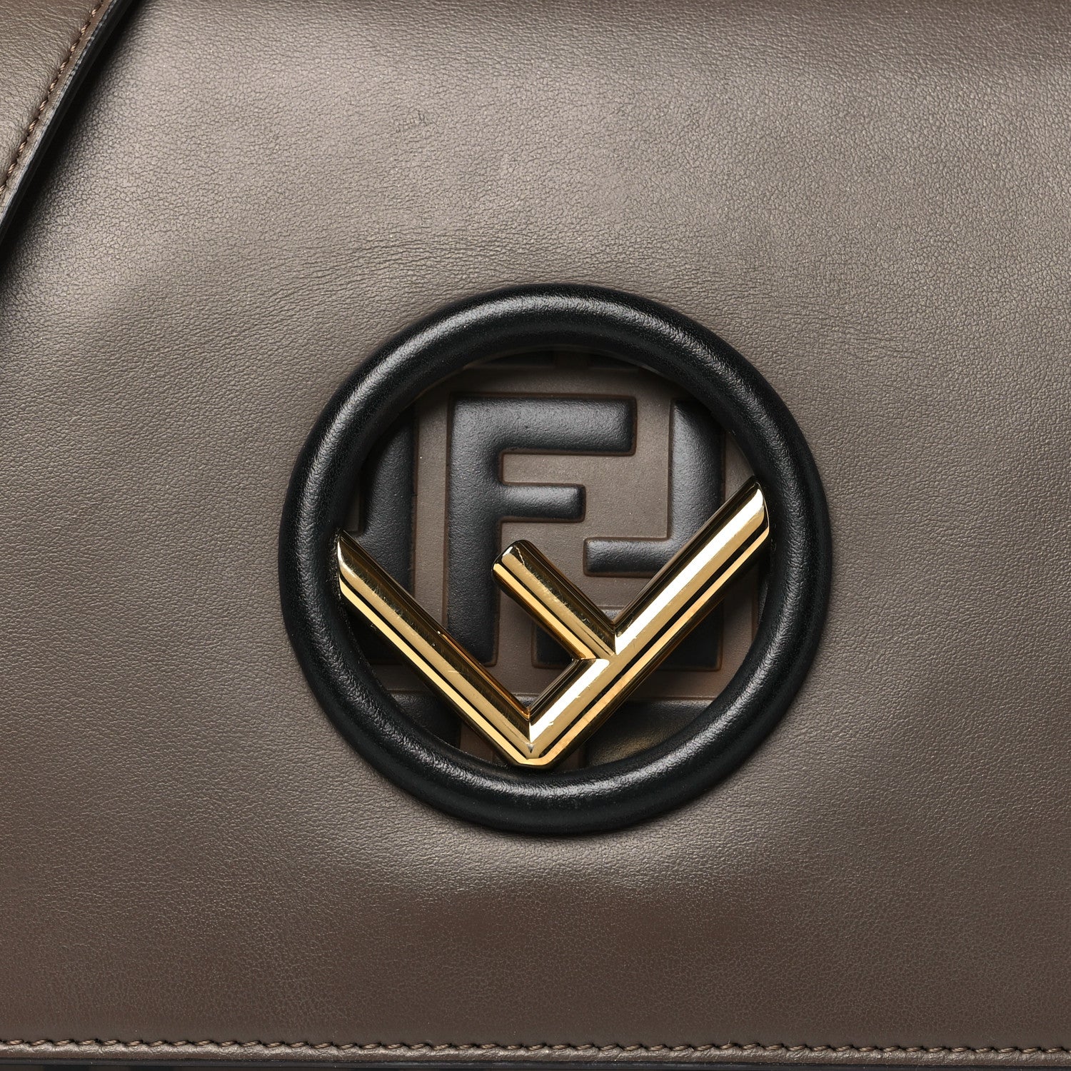 Fendi Vitello Century F is Fendi Bi-Color FF 1974 Embossed Kan I Shoulder Bag Maya Black 8 of 10