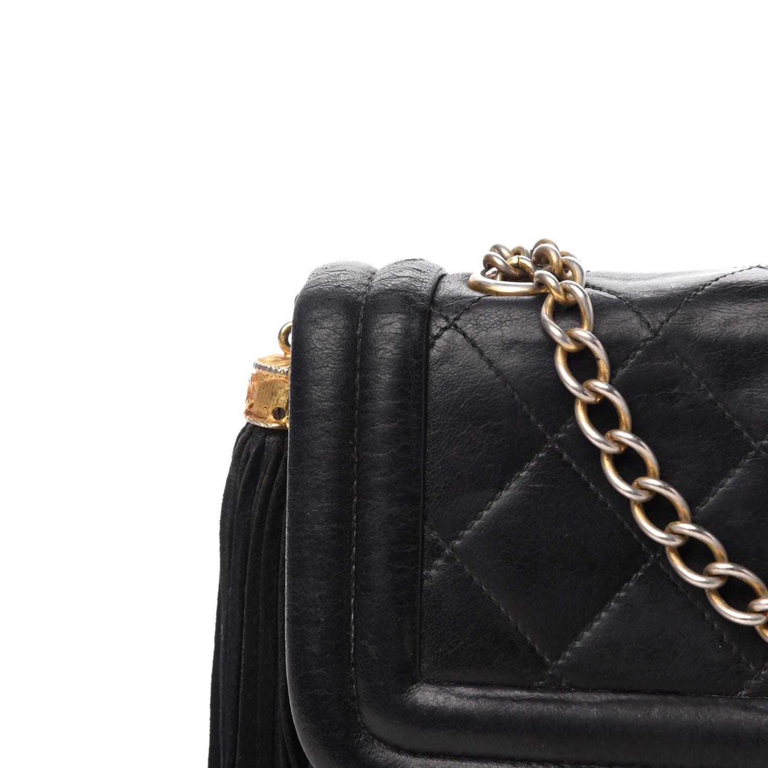 Chanel Lambskin Quilted Tassel Shoulder Flap Bag Black 14 of 14