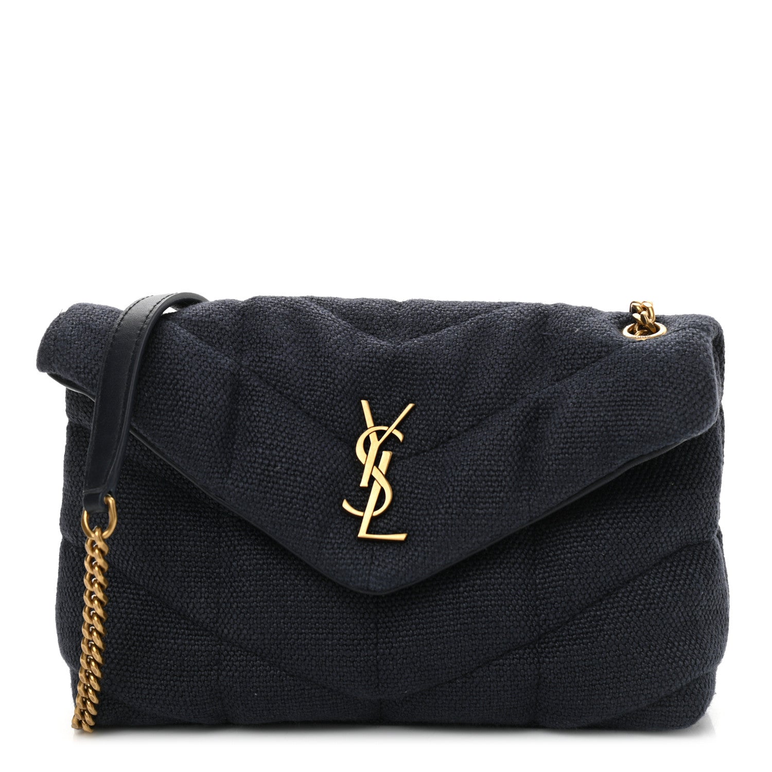 Saint Laurent Canvas Quilted Toy Loulou Puffer Monogram Chain Satchel Deep Marine 1 of 10