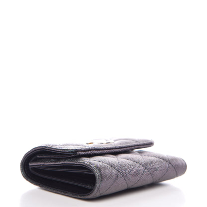 Chanel Iridescent Caviar Quilted Small Wallet Black 4 of 9