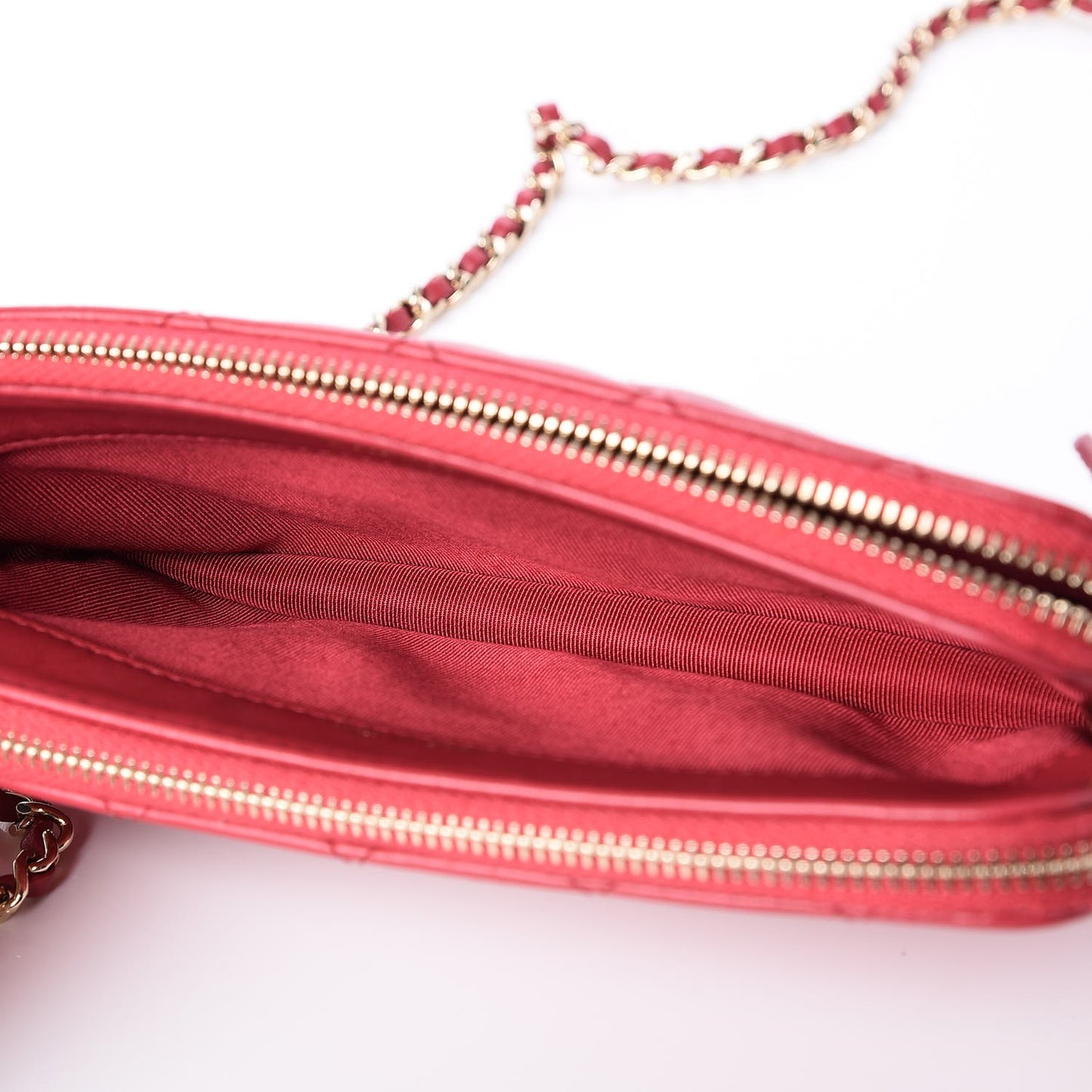 Lambskin Quilted Small Clutch With Chain Dark Pink
