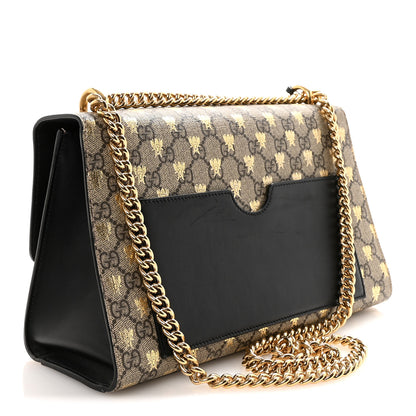 Gucci GG Supreme Monogram Bees Medium Padlock Shoulder Bag Beige Oro Black 3 of 10
