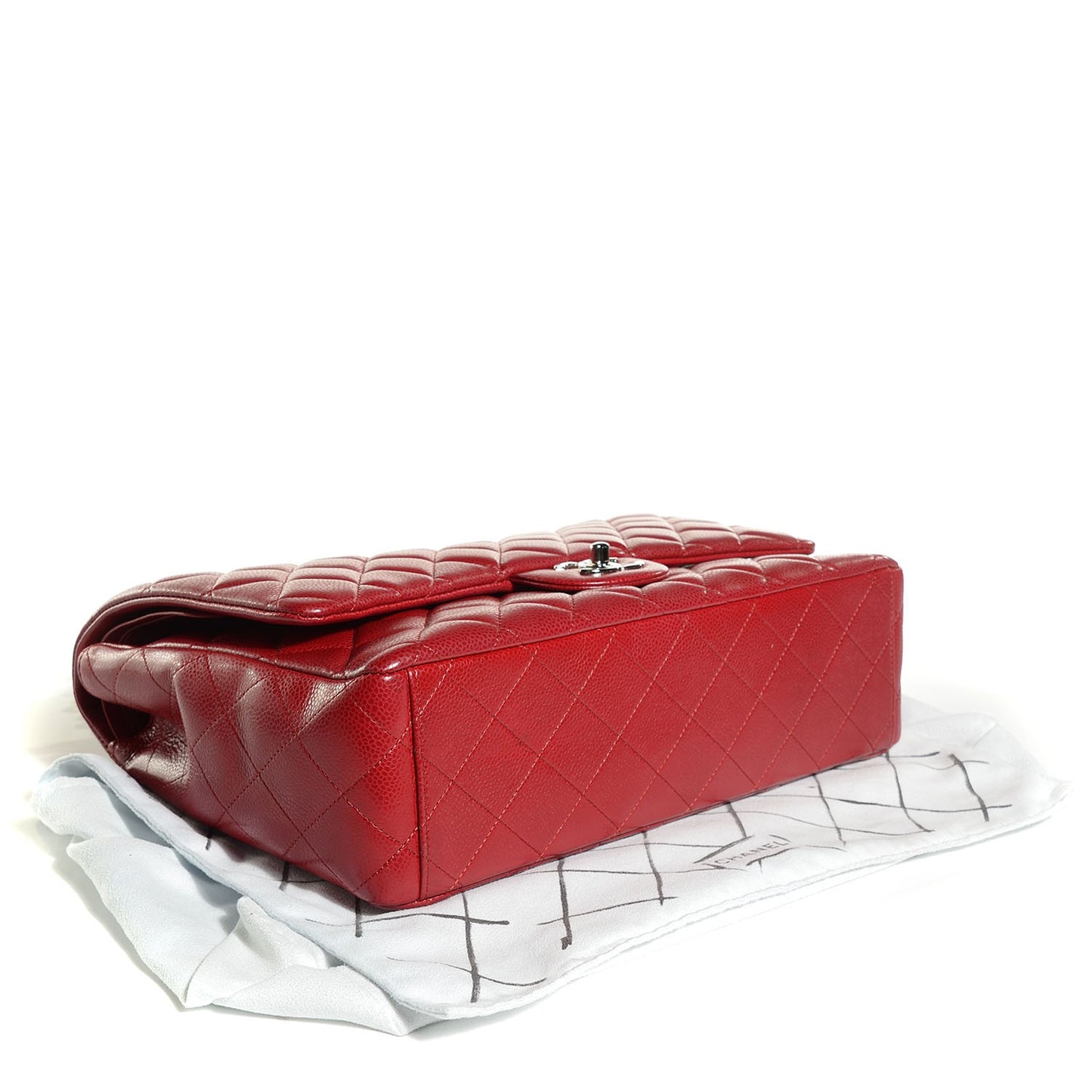 Caviar Quilted Maxi Double Flap Red