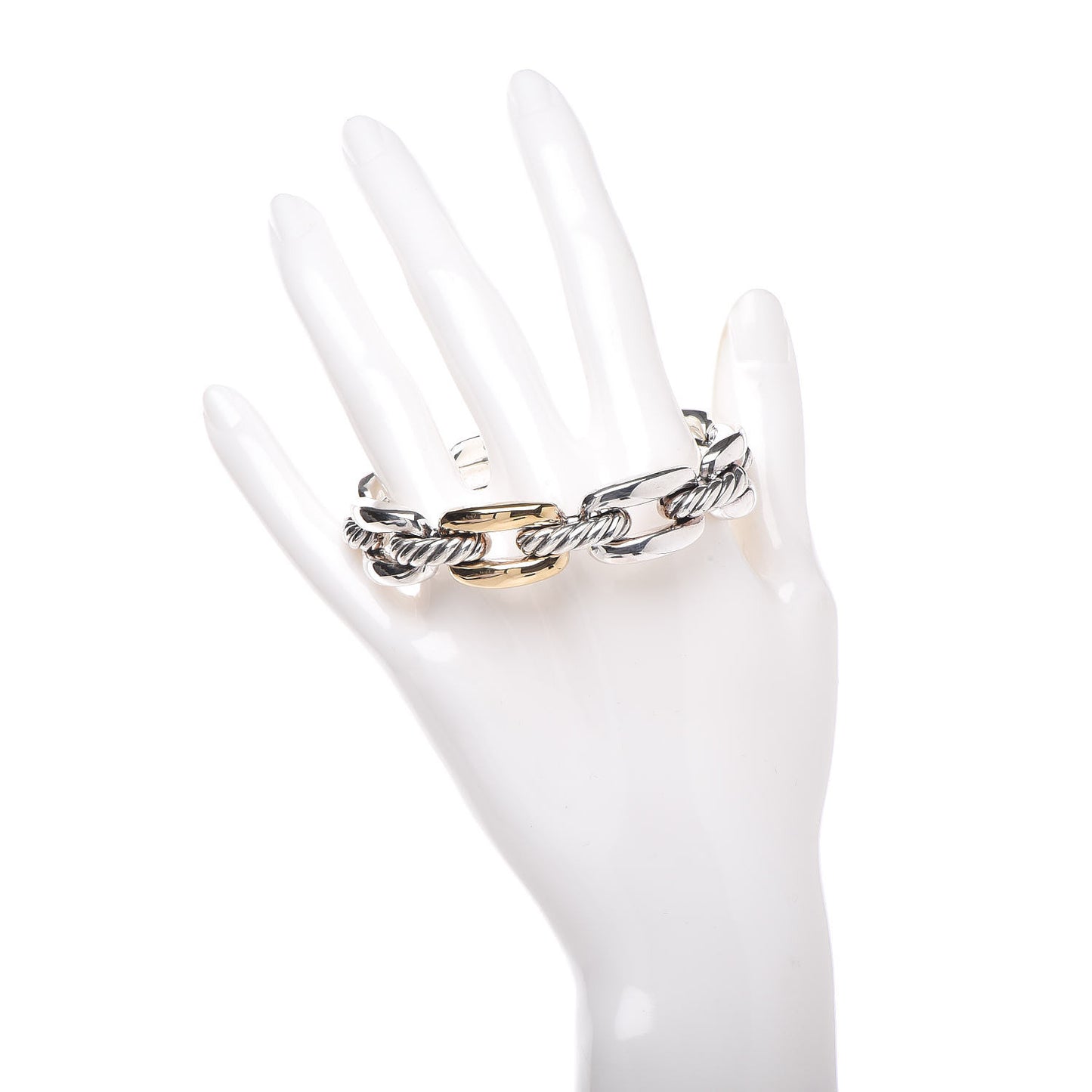Sterling Silver 18K Yellow Gold 14mm Wellesley Link Single Stack Bracelet