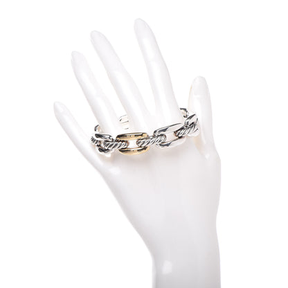 David Yurman Sterling Silver 18K Yellow Gold 14mm Wellesley Link Single Stack Bracelet 2 of 4