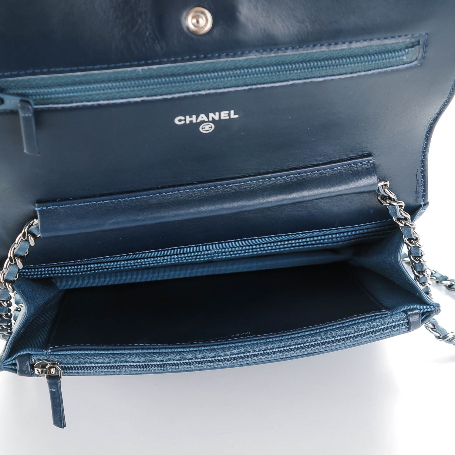Chanel Aged Lambskin Quilted Reissue Wallet On Chain WOC Dark Blue 5 of 8